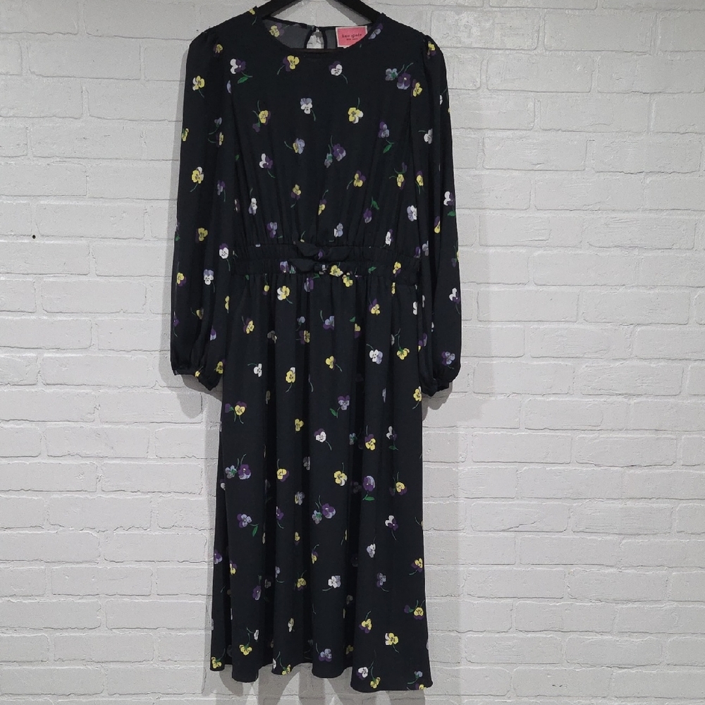 Kate Spade Black Dress with Multicolor Floral Pattern